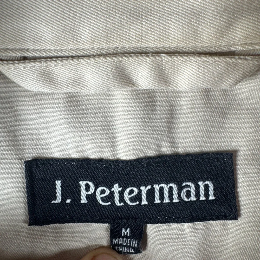 J. Peterman Safari Jacket Men M Beige Shoulder Epaulets Utility Pockets Collared